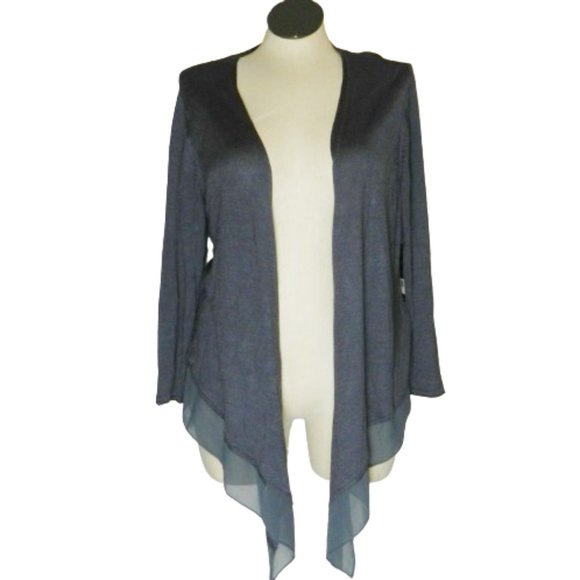 Nic + Zoe Nic and Zoe Plus $148 Women's Slate Blue Silk Blend Cardigan 2X NWT - Picture 1 of 5
